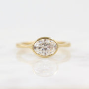 2.0 CT Oval Cut Bezel Solitaire Moissanite Engagement Ring - Barbara Maison 