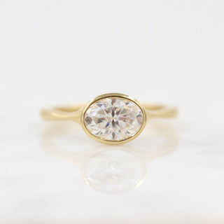 2.0 CT Oval Cut Bezel Solitaire Moissanite Engagement Ring - Barbara Maison 