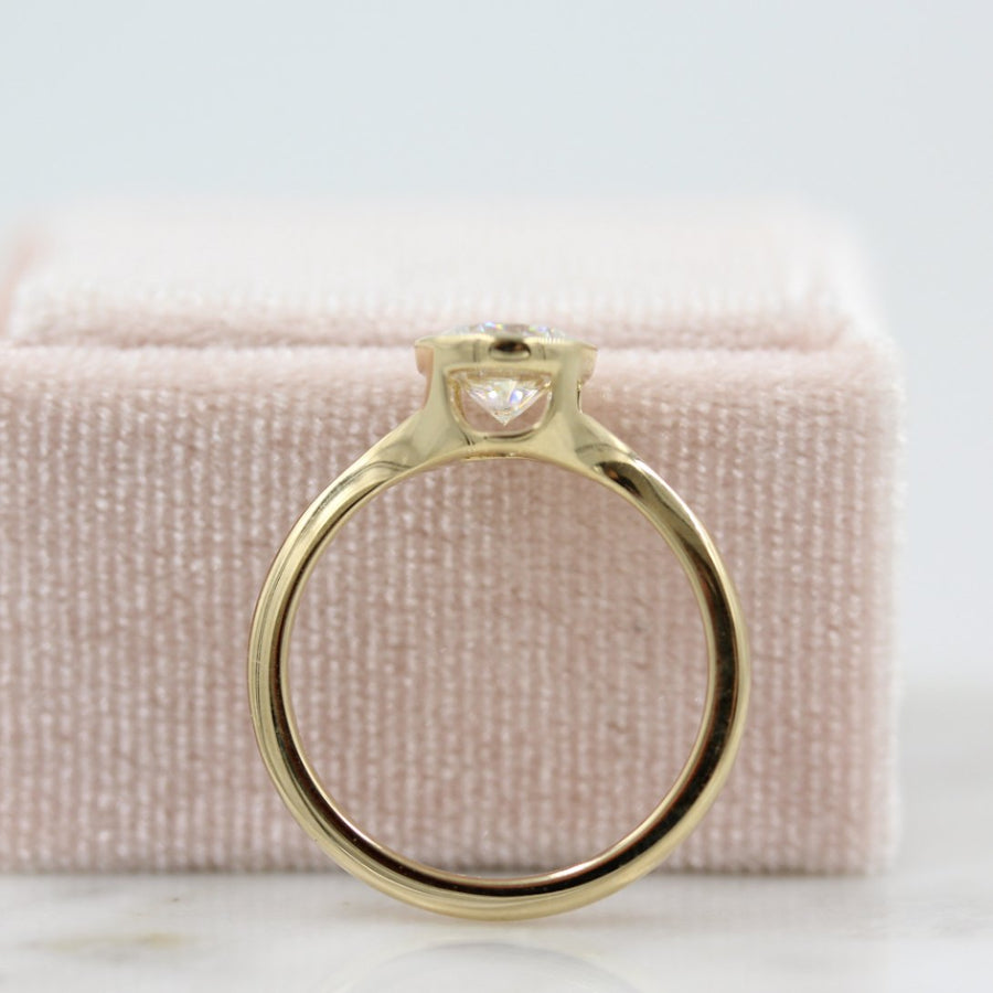 1.80 CT Round Cut Bezel Solitaire Moissanite Engagement Ring - Barbara Maison 