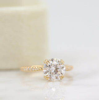 1.80 CT Round Solitaire Moissanite Engagement Ring With Pave Setting - Barbara Maison 