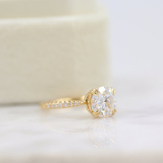 1.80 CT Round Solitaire Moissanite Engagement Ring With Pave Setting - Barbara Maison 