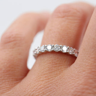 1.0 TCW Round Cut Half Eternity Moissanite Wedding Band - Barbara Maison 