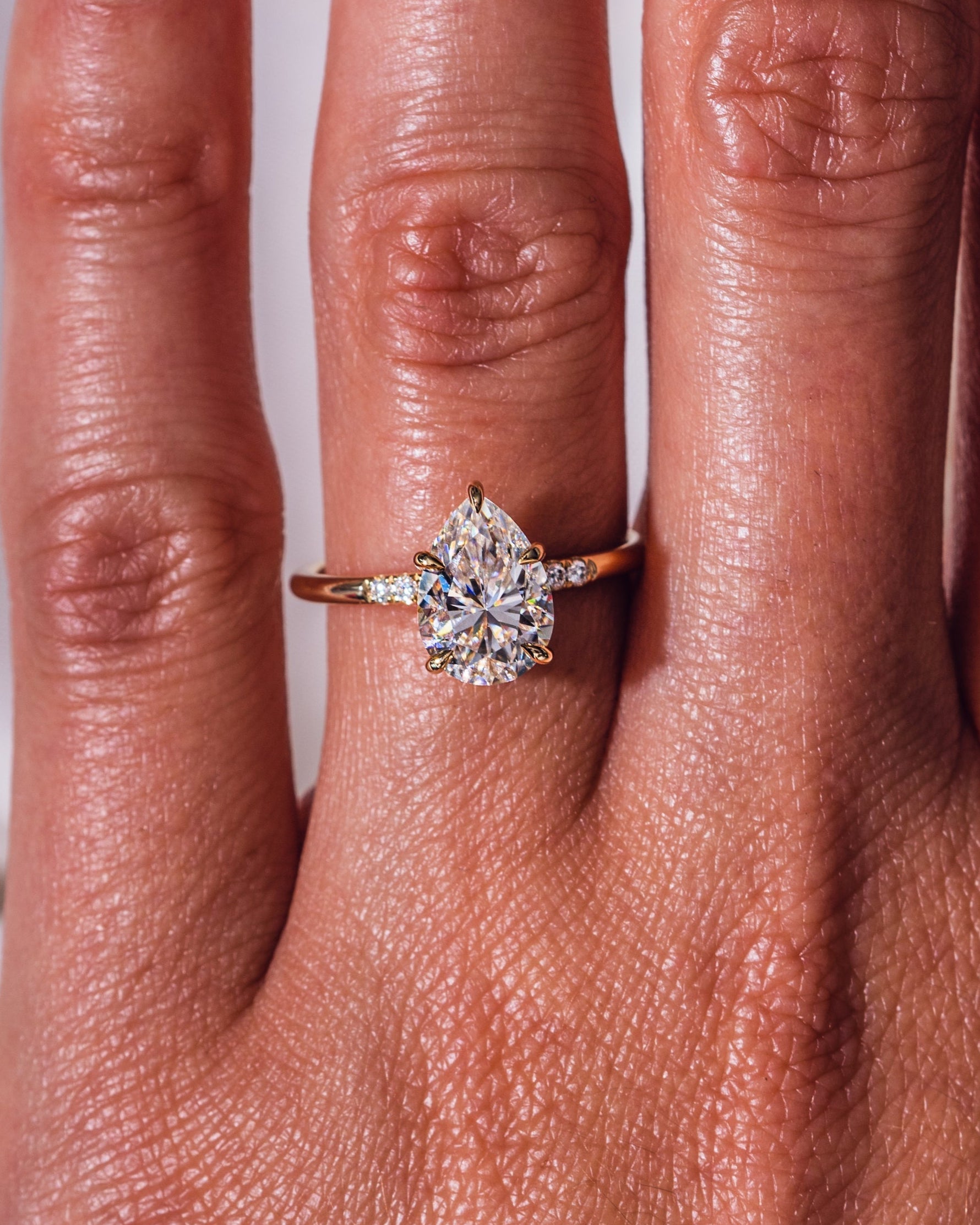 1.93 CT Pear Cut Solitaire Moissanite Engagement Ring With Hidden Halo Setting - Barbara Maison 