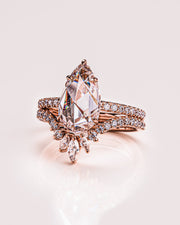 3.09 CT Pear Cut Moissanite Solitaire Bridal Ring Set - Barbara Maison 