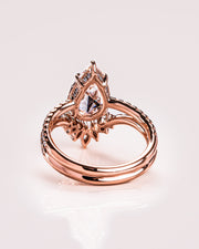 3.09 CT Pear Cut Moissanite Solitaire Bridal Ring Set - Barbara Maison 