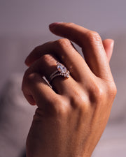 3.09 CT Pear Cut Moissanite Solitaire Bridal Ring Set - Barbara Maison 