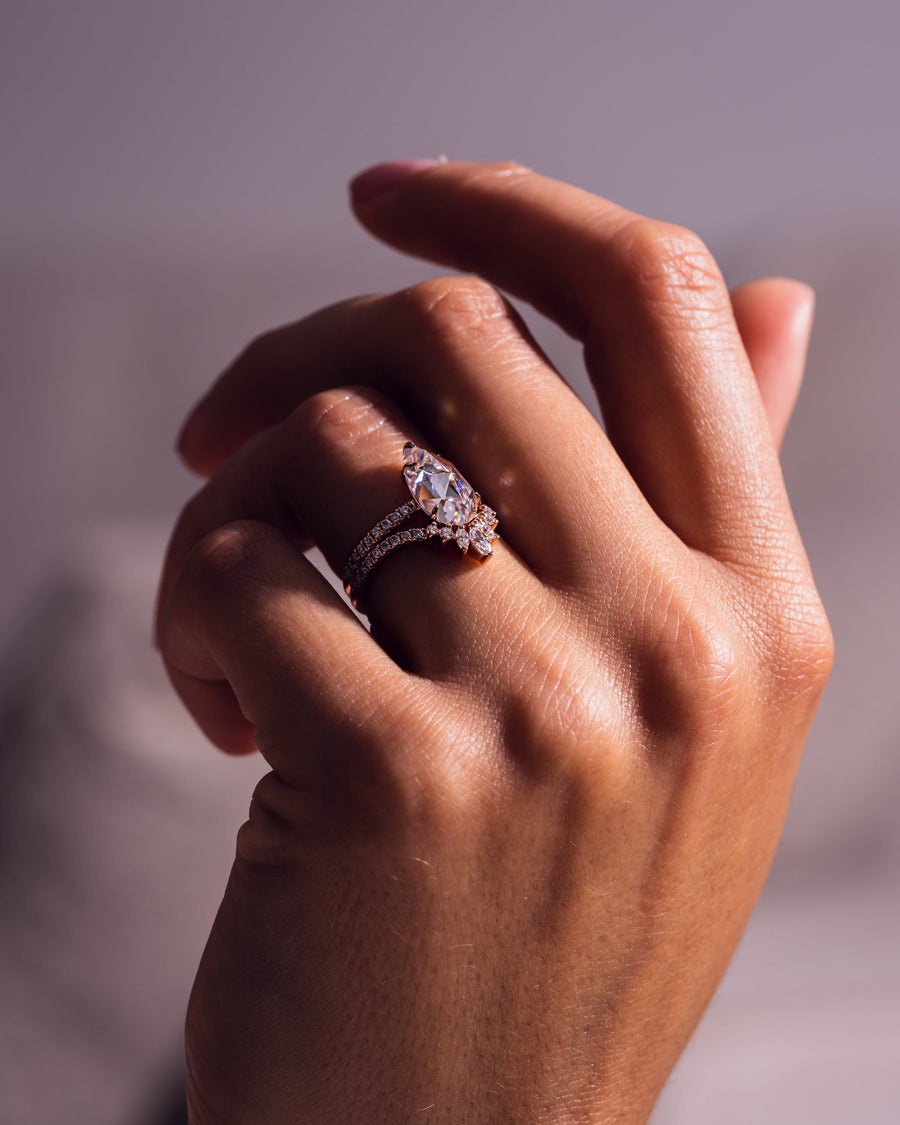 3.09 CT Pear Cut Moissanite Solitaire Bridal Ring Set - Barbara Maison 