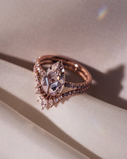 3.09 CT Pear Cut Moissanite Solitaire Bridal Ring Set - Barbara Maison 