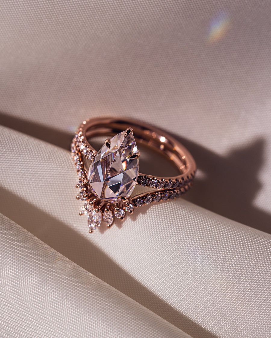 3.09 CT Pear Cut Moissanite Solitaire Bridal Ring Set - Barbara Maison 