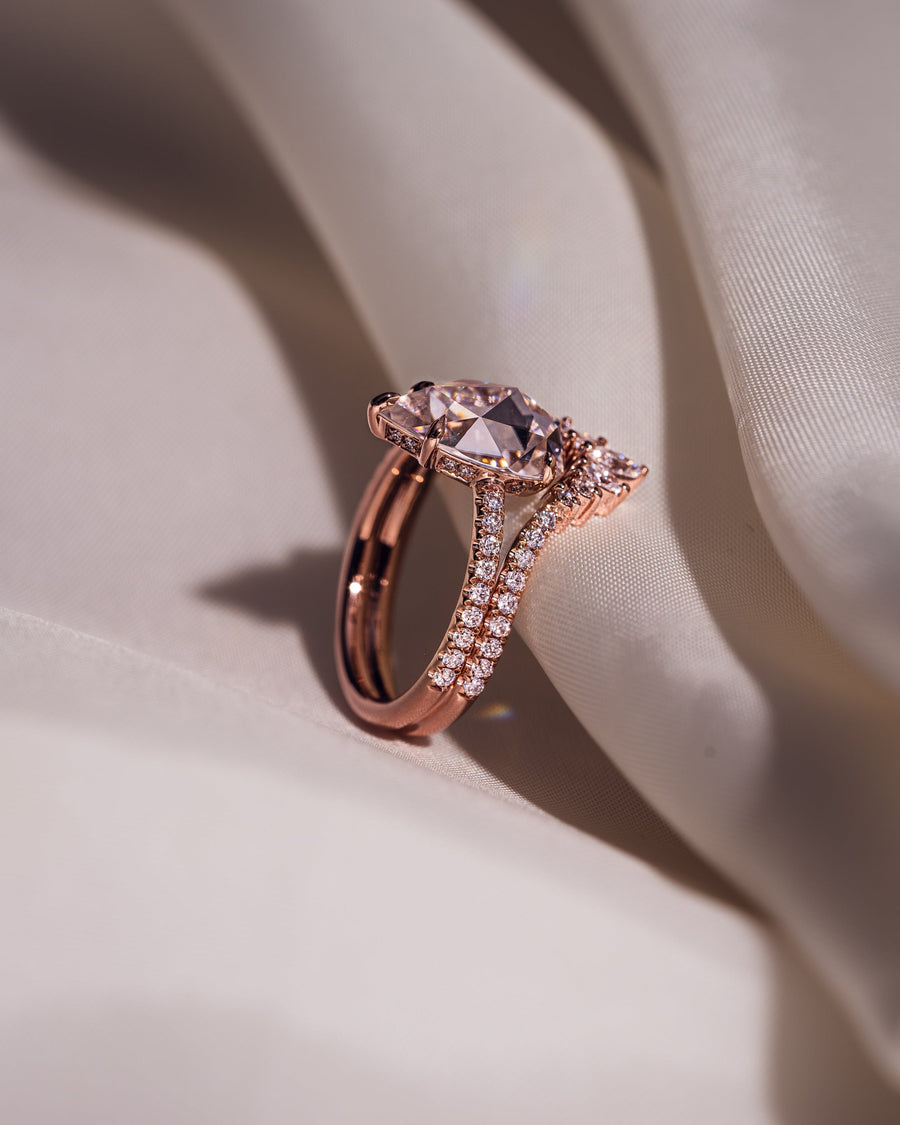 3.09 CT Pear Cut Moissanite Solitaire Bridal Ring Set - Barbara Maison 