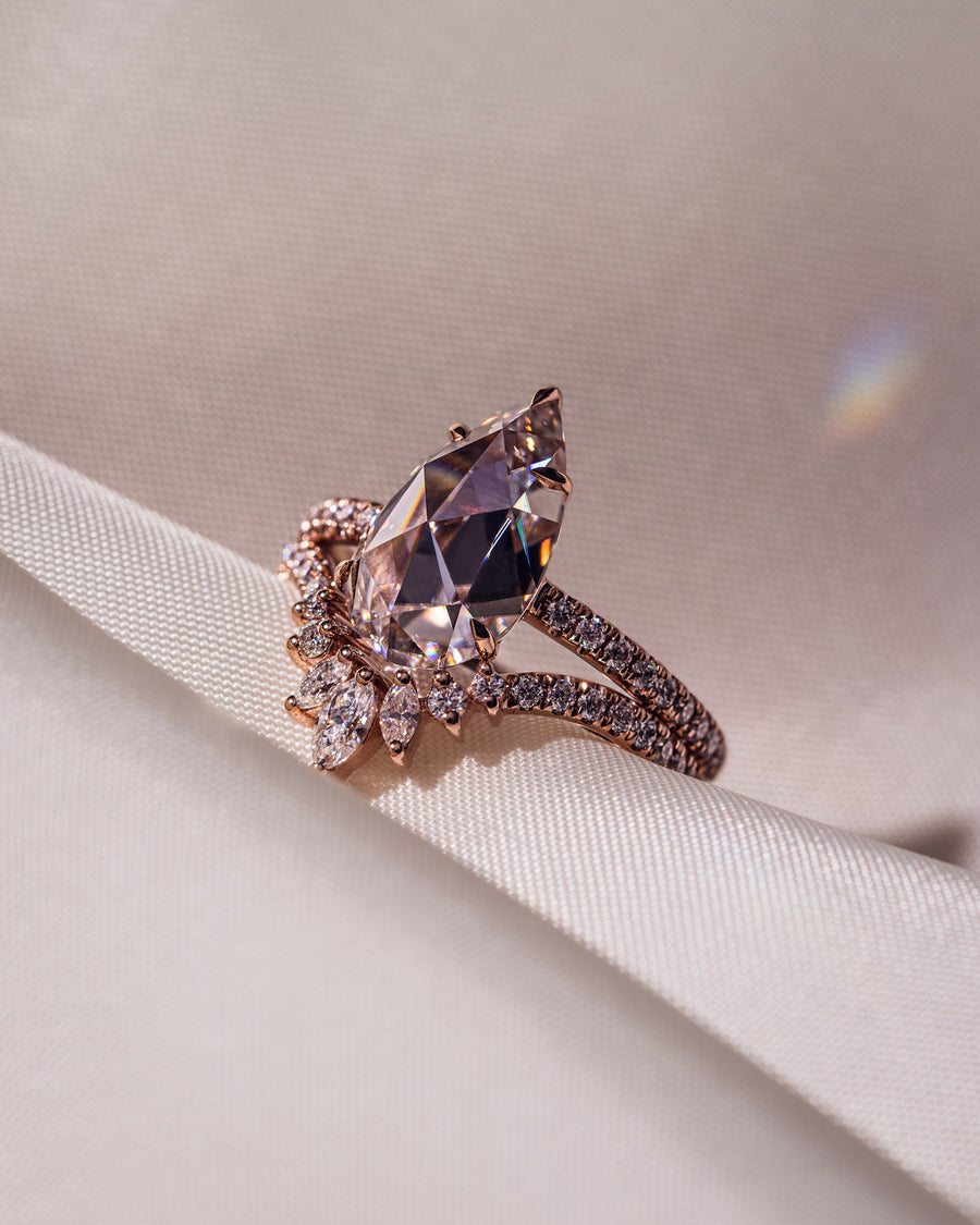 3.09 CT Pear Cut Moissanite Solitaire Bridal Ring Set - Barbara Maison 