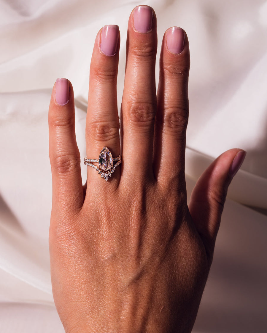 3.09 CT Pear Cut Moissanite Solitaire Bridal Ring Set - Barbara Maison 