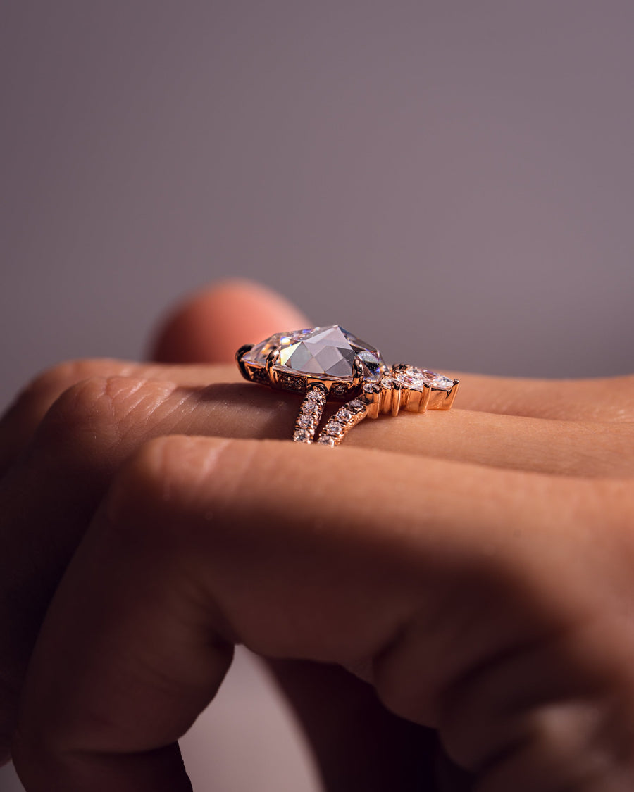 3.09 CT Pear Cut Moissanite Solitaire Bridal Ring Set - Barbara Maison 