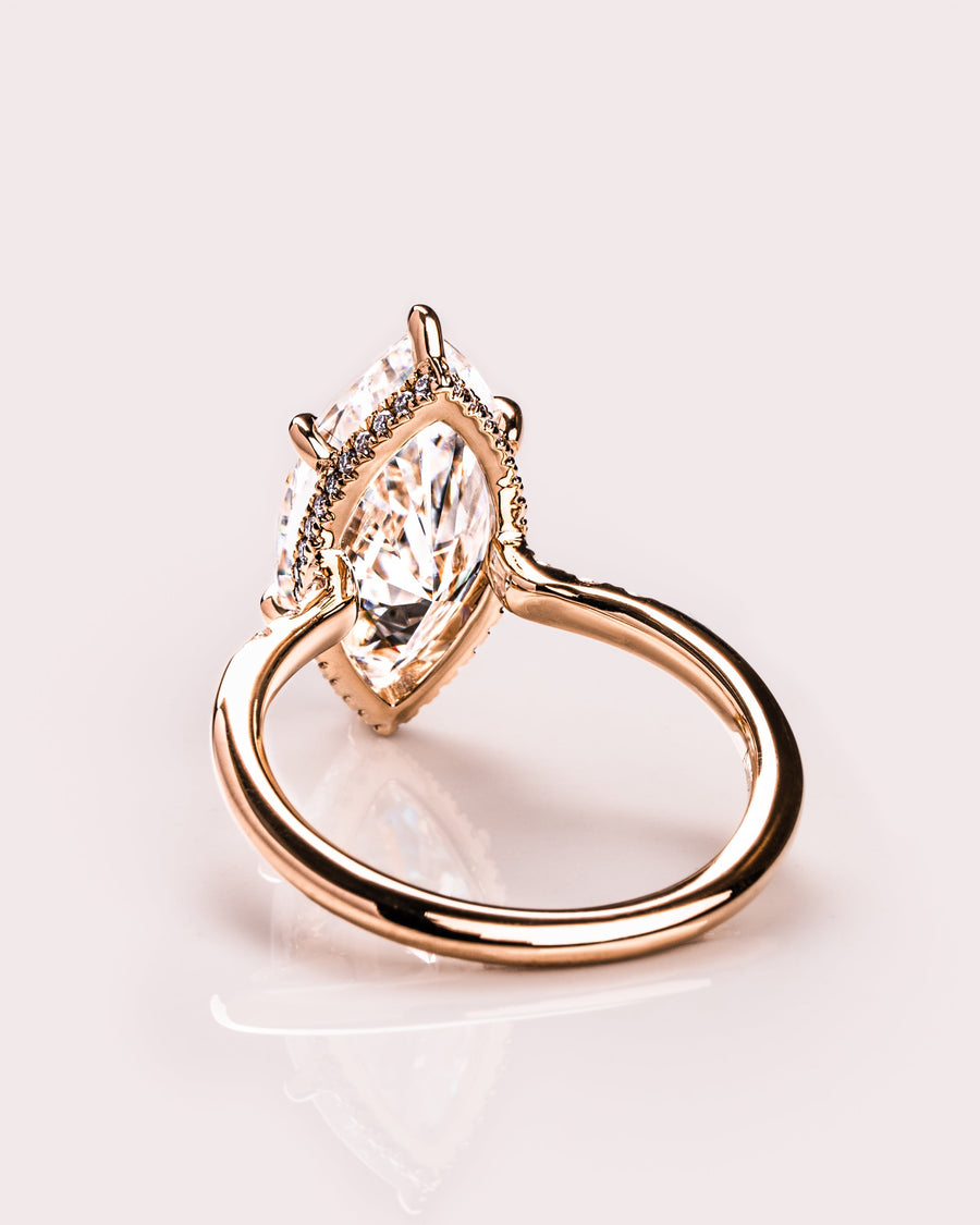 2.48 CT Marquise Cut Solitaire Moissanite Engagement Ring With Hidden Halo Setting - Barbara Maison 