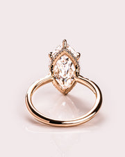 2.48 CT Marquise Cut Solitaire Moissanite Engagement Ring With Hidden Halo Setting - Barbara Maison 