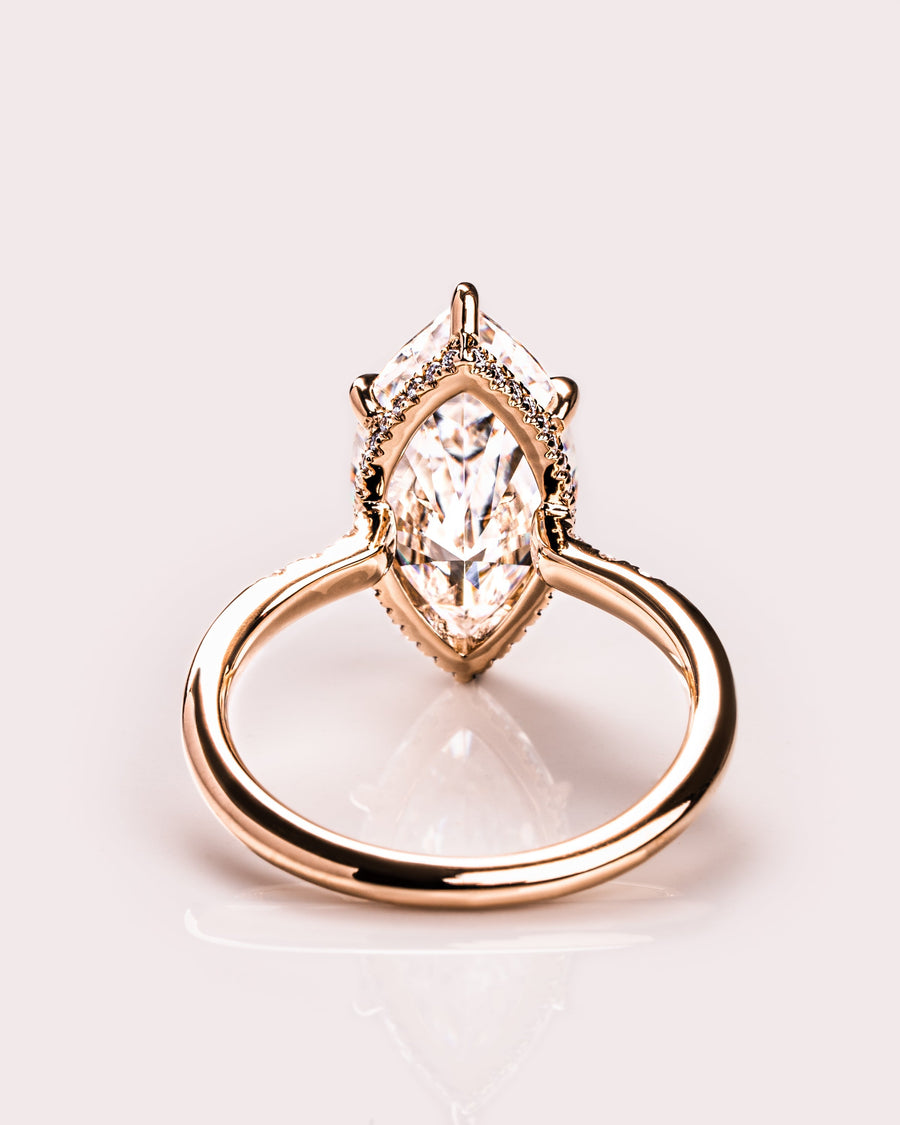 2.48 CT Marquise Cut Solitaire Moissanite Engagement Ring With Hidden Halo Setting - Barbara Maison 