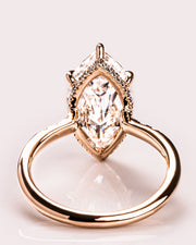 2.48 CT Marquise Cut Solitaire Moissanite Engagement Ring With Hidden Halo Setting - Barbara Maison 