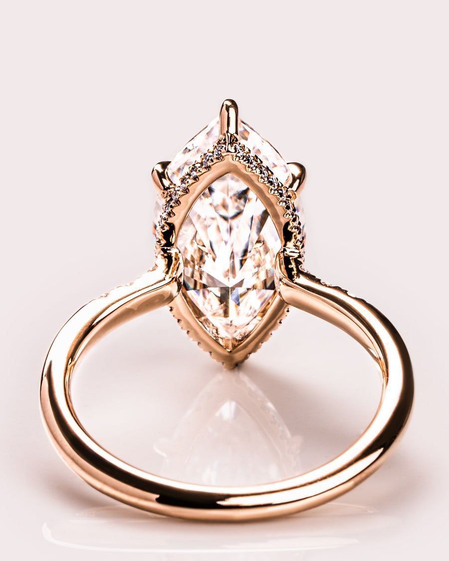 2.48 CT Marquise Cut Solitaire Moissanite Engagement Ring With Hidden Halo Setting - Barbara Maison 