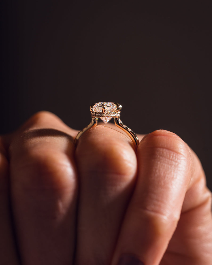 2.48 CT Marquise Cut Solitaire Moissanite Engagement Ring With Hidden Halo Setting - Barbara Maison 