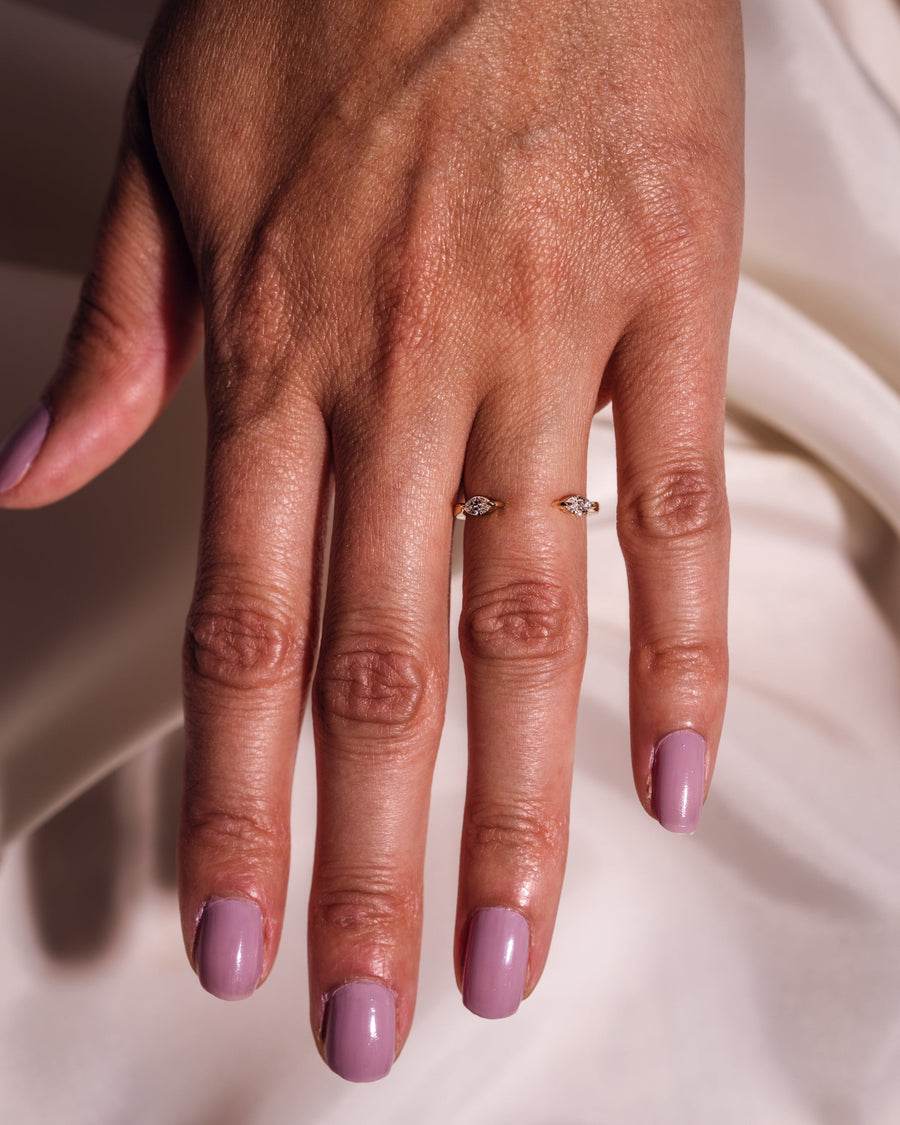 0.34 CT Marquise Shaped Moissanite open Wedding Band - Barbara Maison 