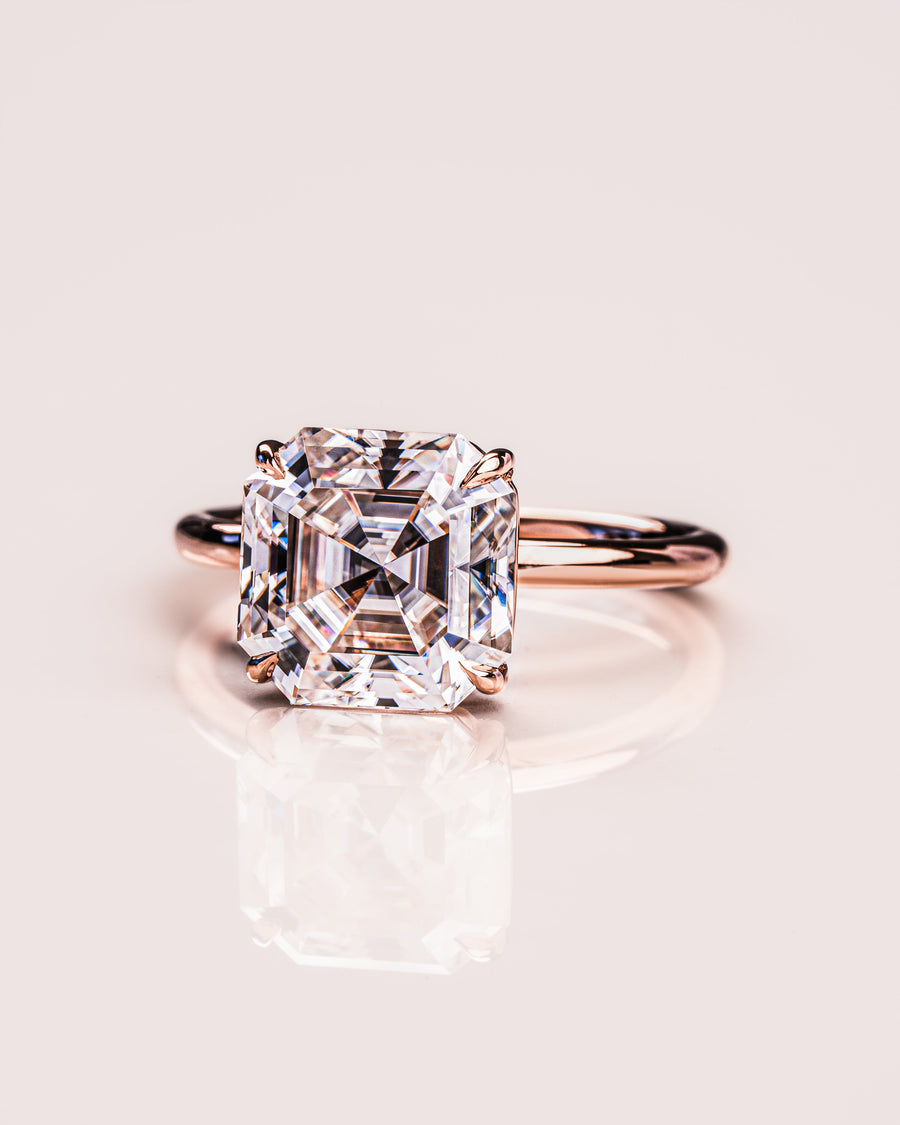 3.2 CT Asscher Solitaire Moissanite Engagement Ring - Barbara Maison 