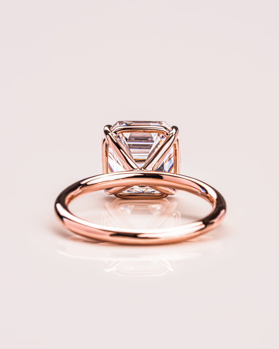 3.2 CT Asscher Solitaire Moissanite Engagement Ring - Barbara Maison 