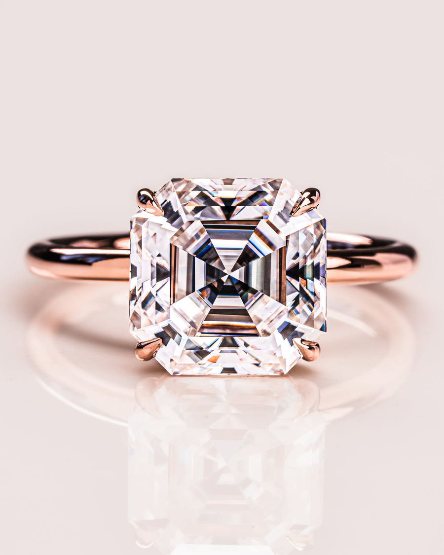 3.2 CT Asscher Solitaire Moissanite Engagement Ring - Barbara Maison 