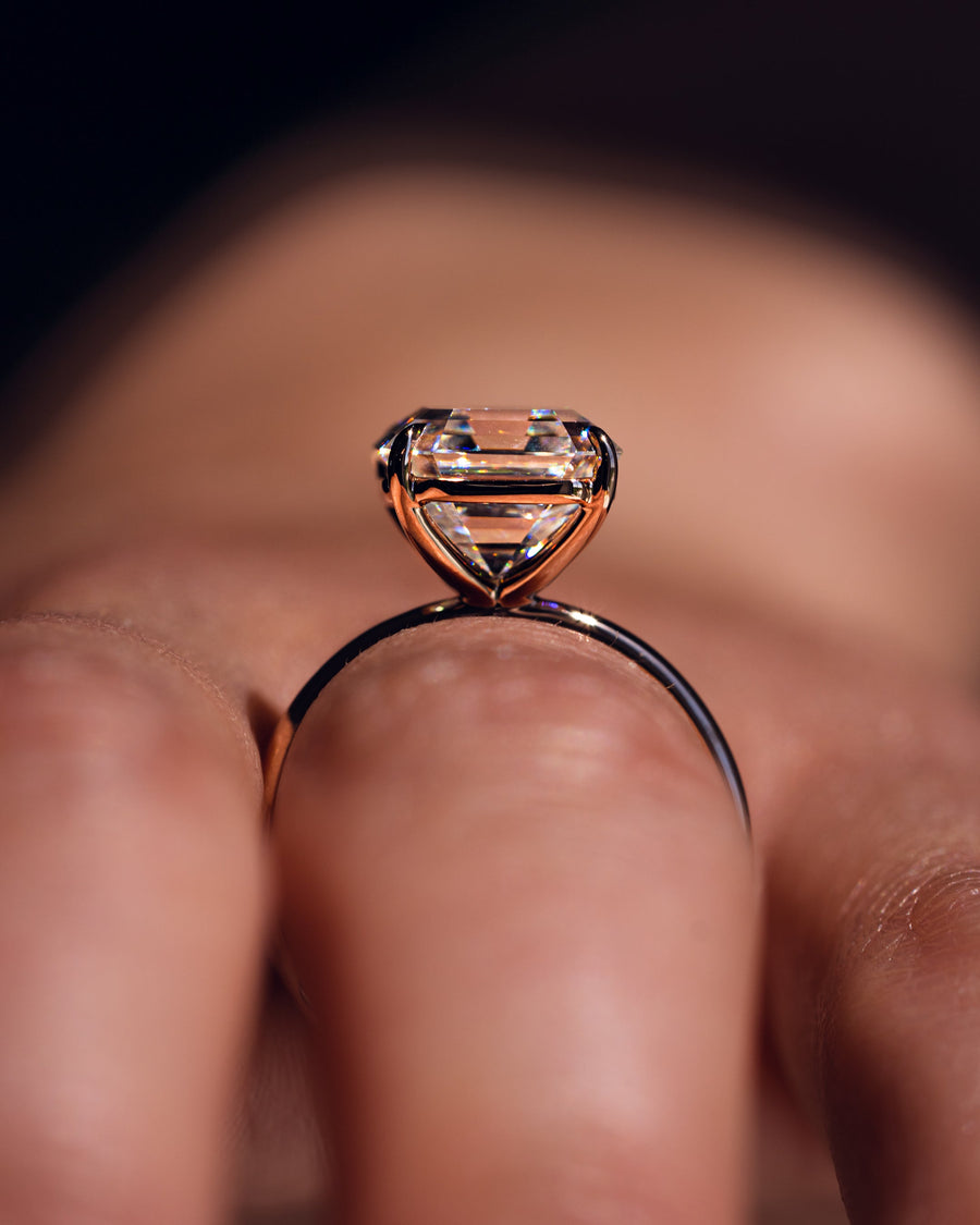 3.2 CT Asscher Solitaire Moissanite Engagement Ring - Barbara Maison 