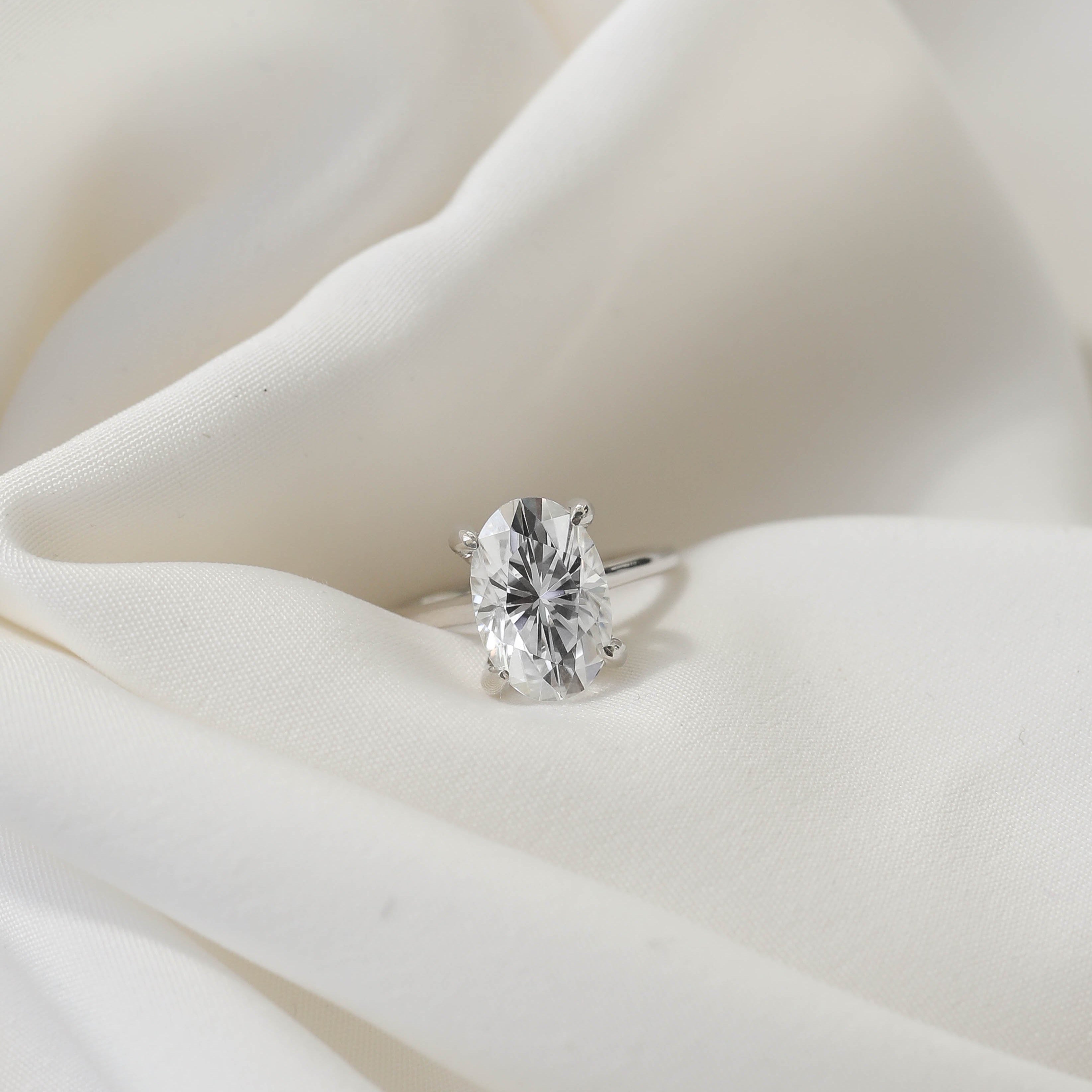 1.33 CT-5.18 CT Oval Cut Solitaire Moissanite Engagement Ring - Barbara Maison 