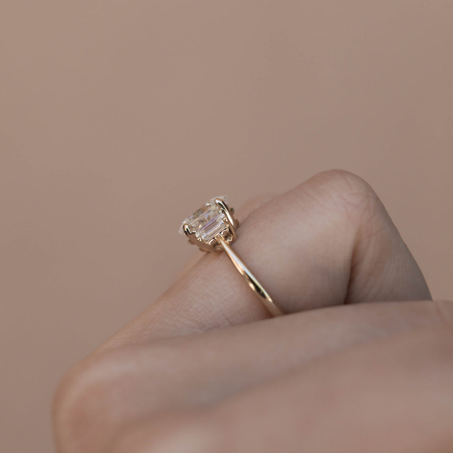 1.91 CT Oval Three Stone Style Moissanite Engagement Ring - Barbara Maison 