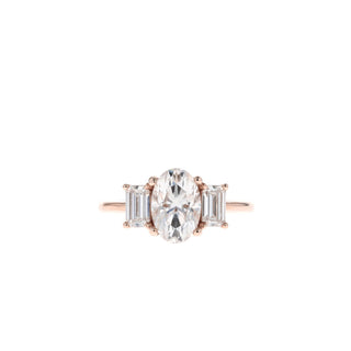 1.91 CT Oval Three Stone Style Moissanite Engagement Ring - Barbara Maison 