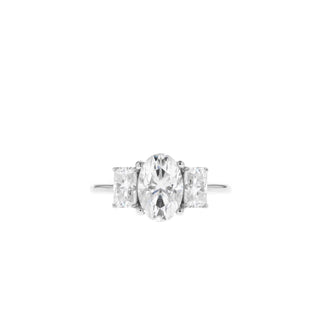 1.91 CT Oval Three Stone Style Moissanite Engagement Ring - Barbara Maison 