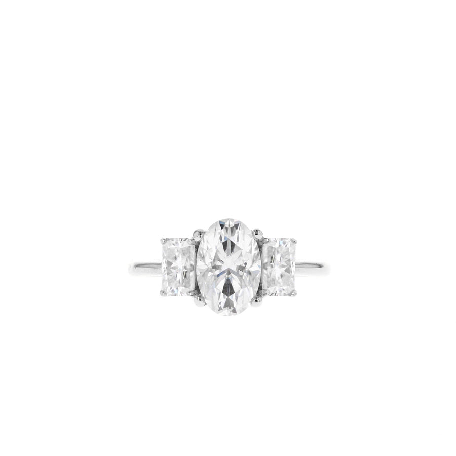 1.91 CT Oval Three Stone Style Moissanite Engagement Ring - Barbara Maison 