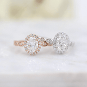 1.33 CT Oval Cut Halo Moissanite Engagement Ring - Barbara Maison 