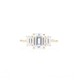 1.60 CT-2.30 CT Emerald Cut Three Stone Moissanite Engagement Ring - Barbara Maison 