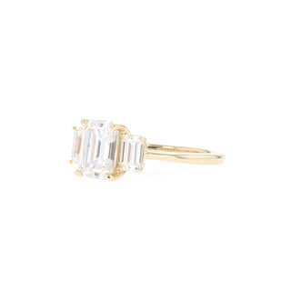 1.60 CT-2.30 CT Emerald Cut Three Stone Moissanite Engagement Ring - Barbara Maison 