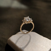 1.60 CT-2.30 CT Emerald Cut Three Stone Moissanite Engagement Ring - Barbara Maison 