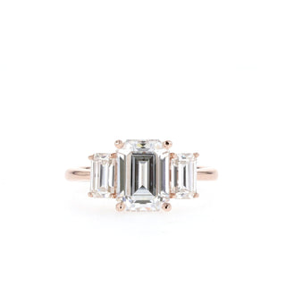 1.60 CT-2.30 CT Emerald Cut Three Stone Moissanite Engagement Ring - Barbara Maison 