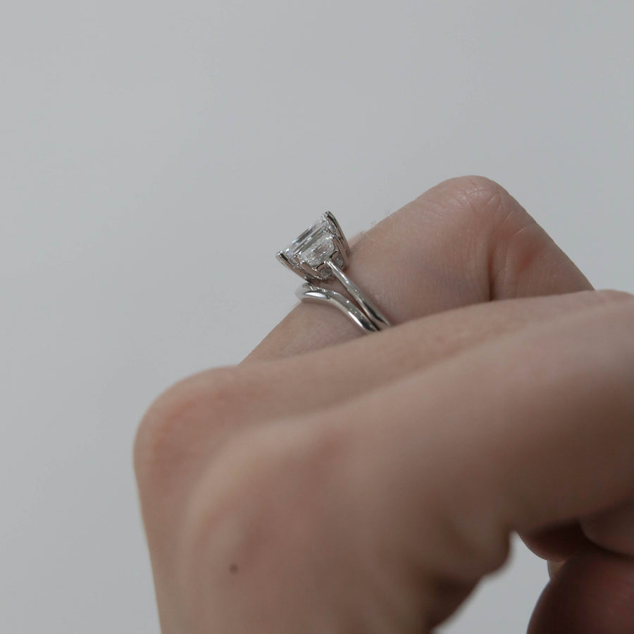 1.60 CT Radiant Cut Three Stone Moissanite Bridal Ring Set - Barbara Maison 