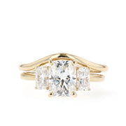 1.60 CT Radiant Cut Three Stone Moissanite Bridal Ring Set - Barbara Maison 