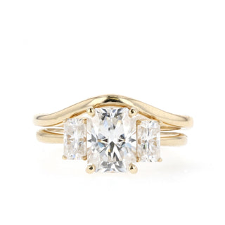 1.60 CT Radiant Cut Three Stone Moissanite Bridal Ring Set - Barbara Maison 