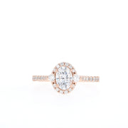 0.84 CT Oval Cut Halo & Pave Moissanite Engagement Ring - Barbara Maison 