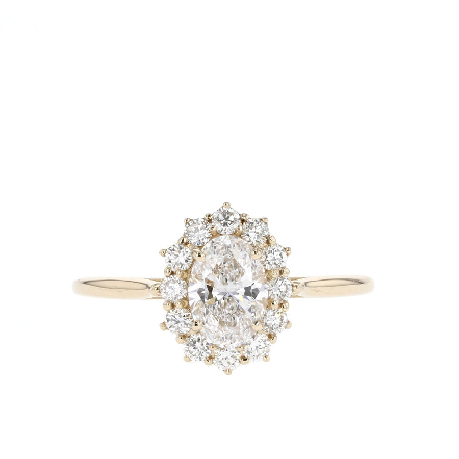 0.84 CT-1.91 CT Oval Halo Moissanite Engagement Ring - Barbara Maison 