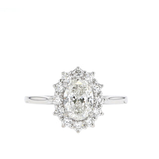 0.84 CT-1.91 CT Oval Halo Moissanite Engagement Ring - Barbara Maison 