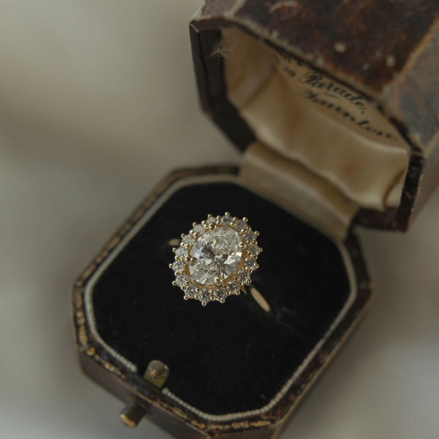 0.84 CT-1.91 CT Oval Halo Moissanite Engagement Ring - Barbara Maison 