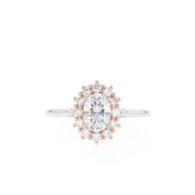 0.84 CT-1.91 CT Oval Cut Halo Moissanite Engagement Ring - Barbara Maison 