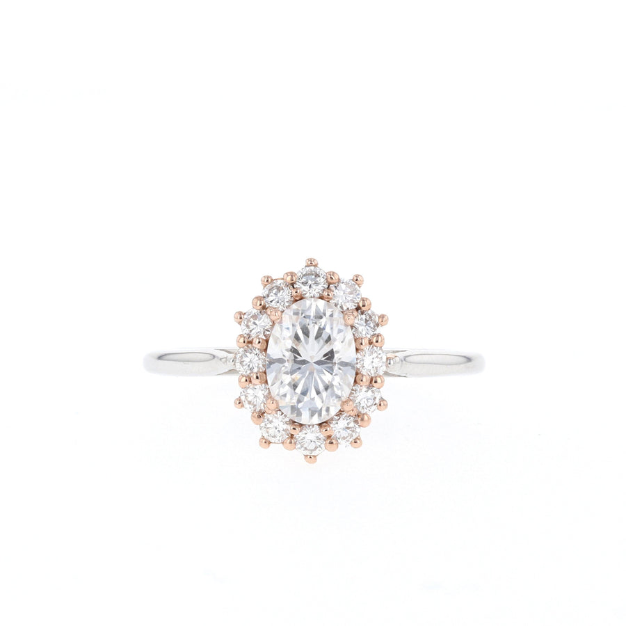 0.84 CT-1.91 CT Oval Cut Halo Moissanite Engagement Ring - Barbara Maison 