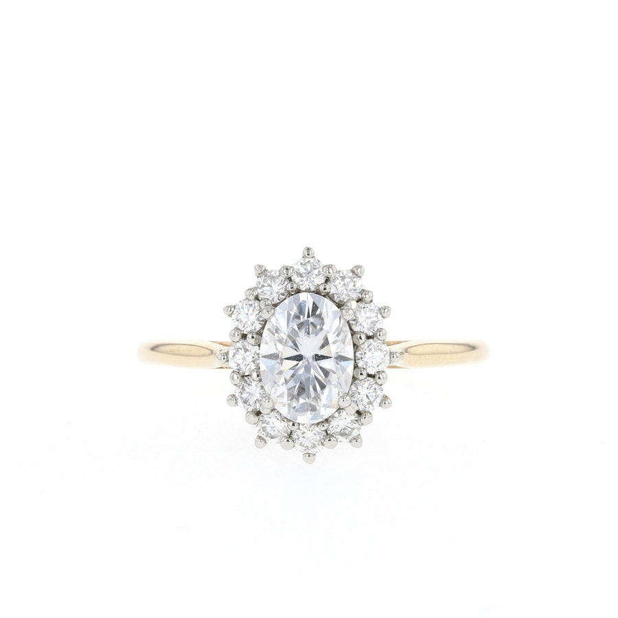 0.84 CT-1.91 CT Oval Cut Halo Moissanite Engagement Ring - Barbara Maison 