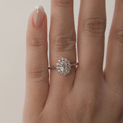 0.84 CT-1.91 CT Oval Cut Halo Moissanite Engagement Ring - Barbara Maison 