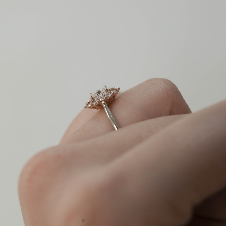 0.84 CT-1.91 CT Oval Cut Halo Moissanite Engagement Ring - Barbara Maison 